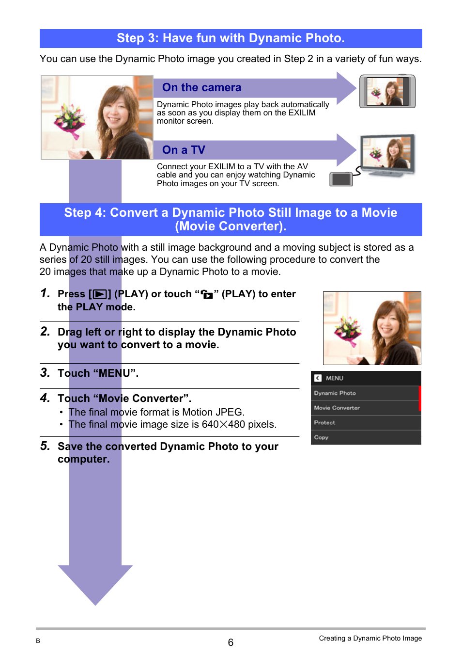 Step 3: have fun with dynamic photo | Casio EXILIM EX-Z3000 User Manual | Page 144 / 145