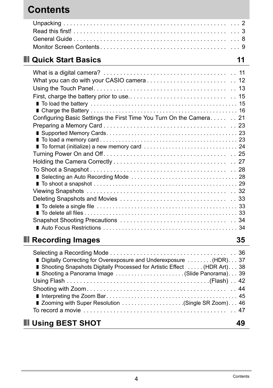 Casio EXILIM EX-Z3000 User Manual | Page 4 / 145