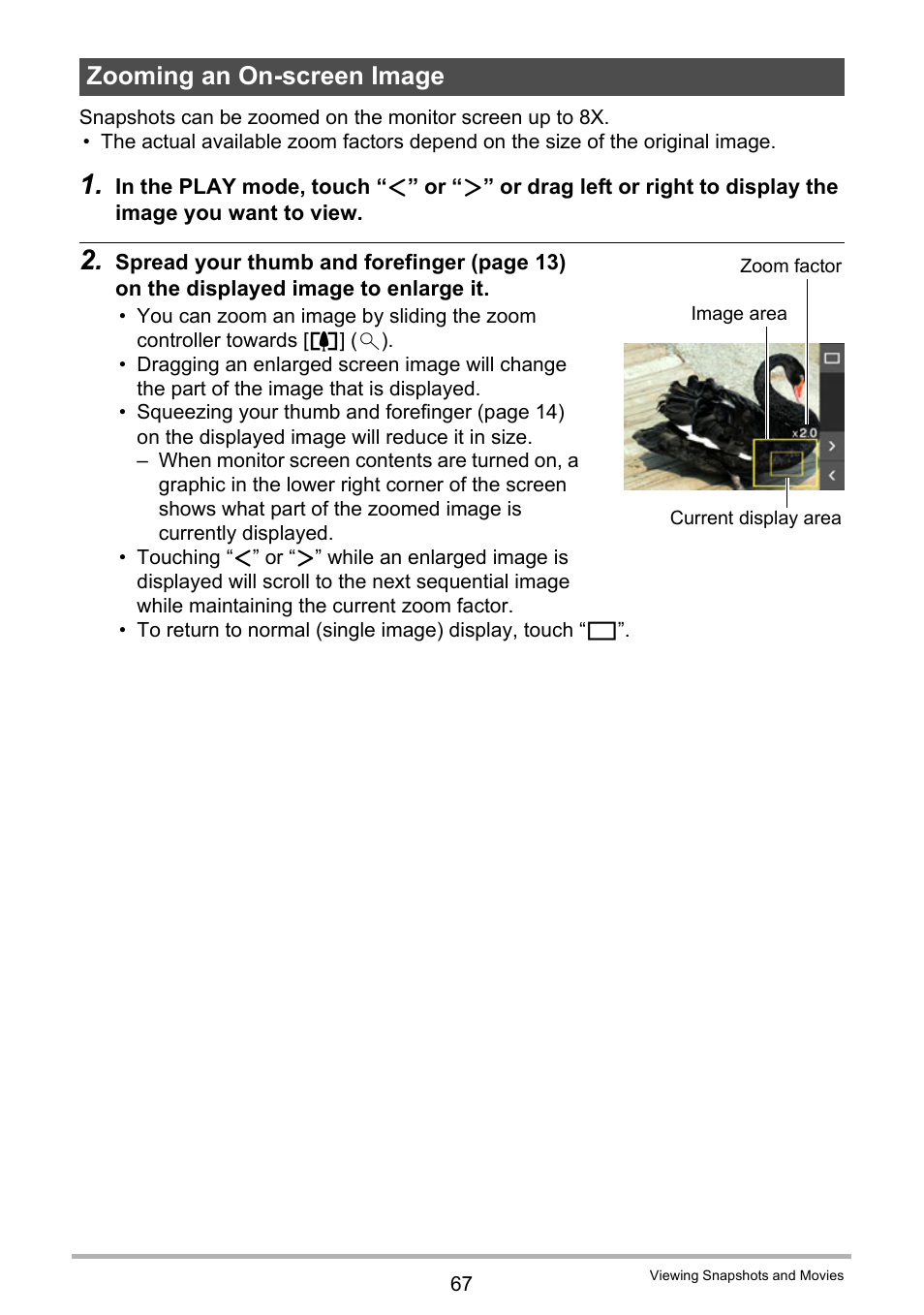 Zooming an on-screen image | Casio EXILIM EX-Z3000 User Manual | Page 67 / 145