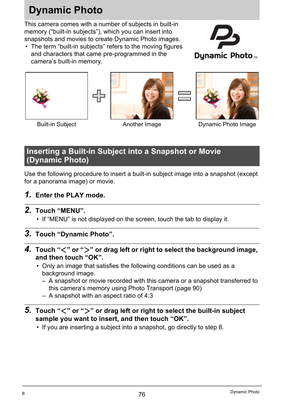 Dynamic photo | Casio EXILIM EX-Z3000 User Manual | Page 76 / 145