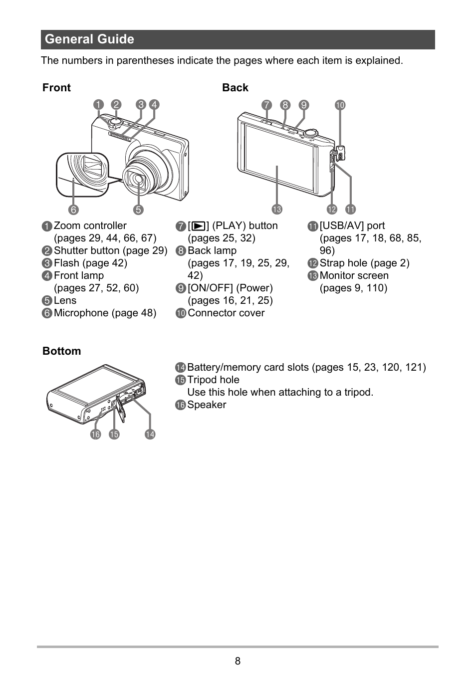 General guide | Casio EXILIM EX-Z3000 User Manual | Page 8 / 145
