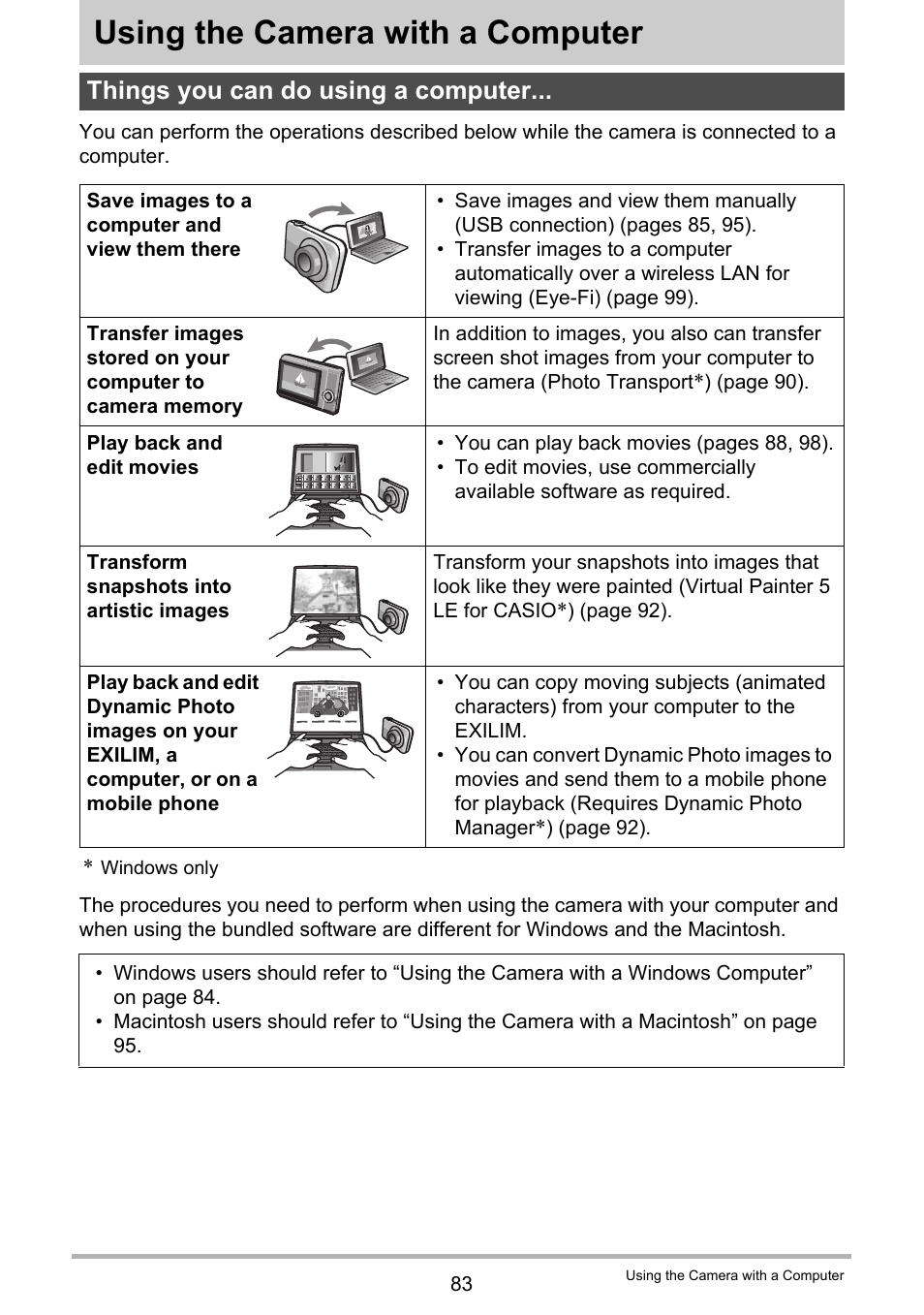 Using the camera with a computer, Things you can do using a computer | Casio EXILIM EX-Z3000 User Manual | Page 83 / 145