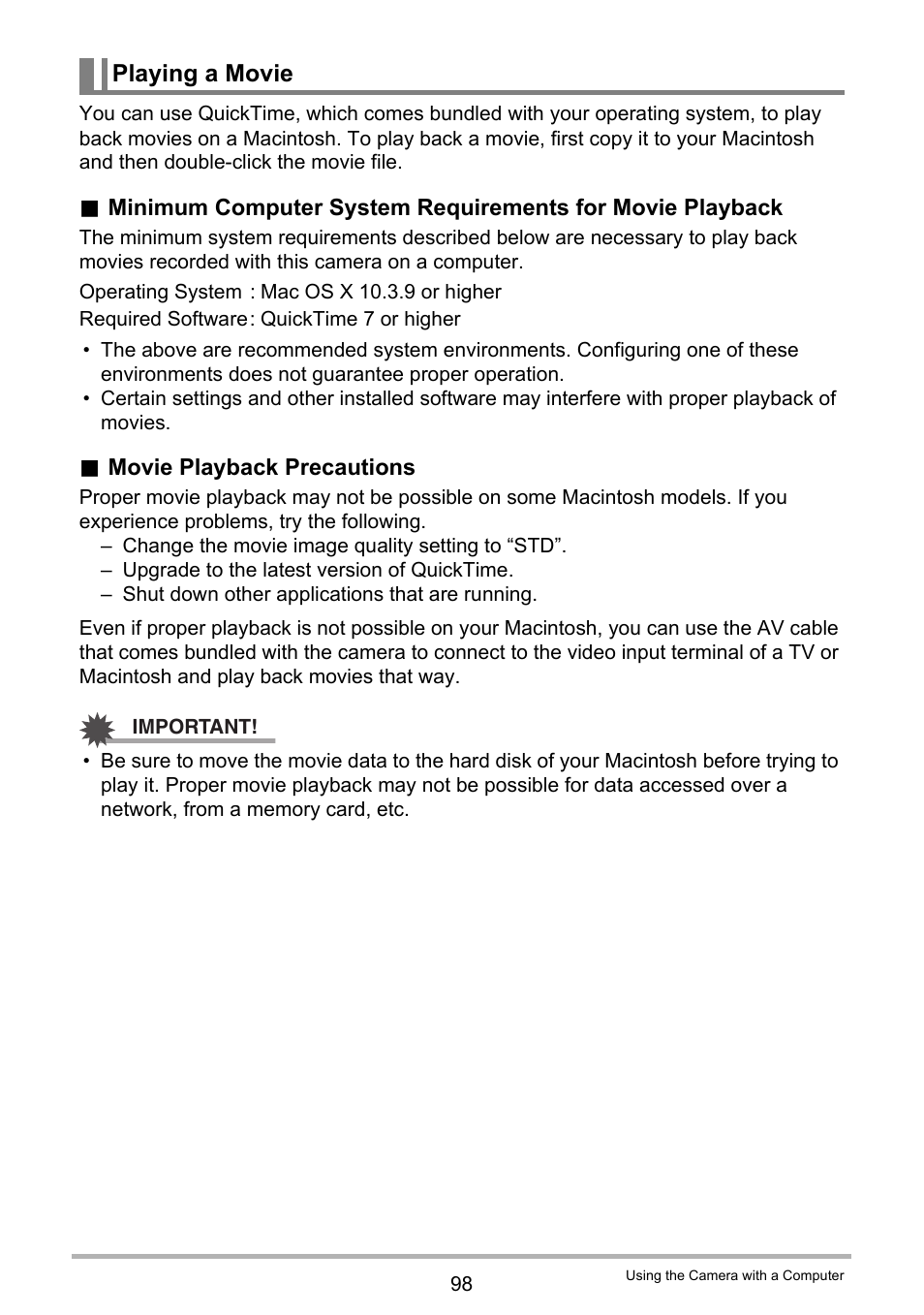 Playing a movie | Casio EXILIM EX-Z3000 User Manual | Page 98 / 145