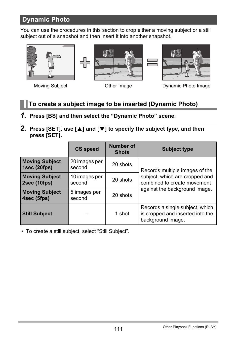 Dynamic photo | Casio EXILIM EX-Z270 User Manual | Page 111 / 202