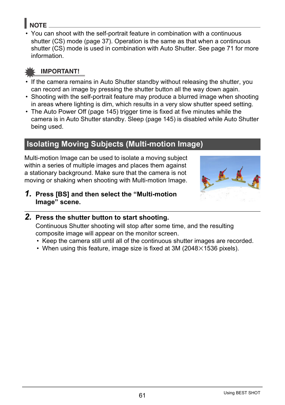 Isolating moving subjects (multi-motion image) | Casio EXILIM EX-Z270 User Manual | Page 61 / 202