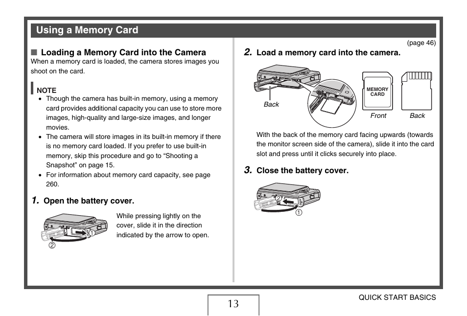 Using a memory card | Casio EX-Z1080 User Manual | Page 13 / 267