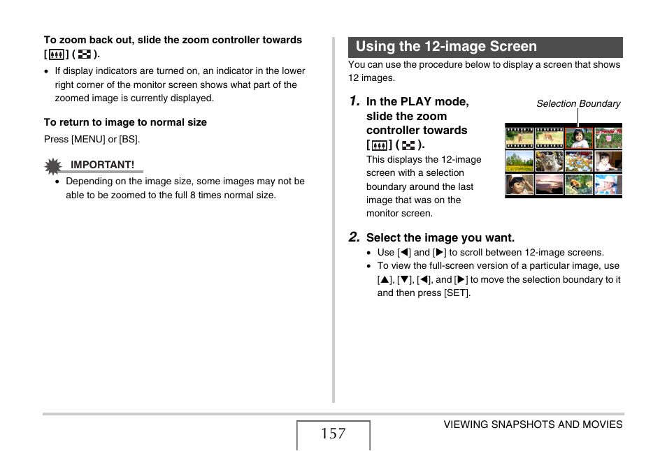 Using the 12-image screen | Casio EX-Z1080 User Manual | Page 157 / 267
