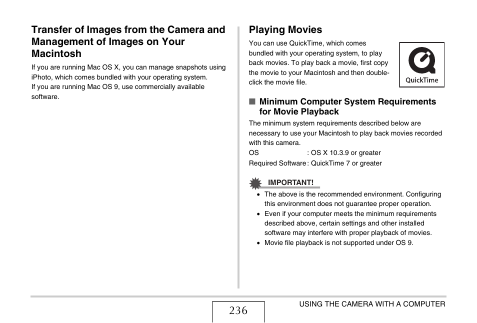 Playing movies | Casio EX-Z1080 User Manual | Page 236 / 267