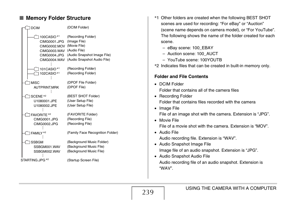 E “memory folder structure | Casio EX-Z1080 User Manual | Page 239 / 267