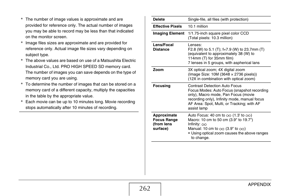 Casio EX-Z1080 User Manual | Page 262 / 267