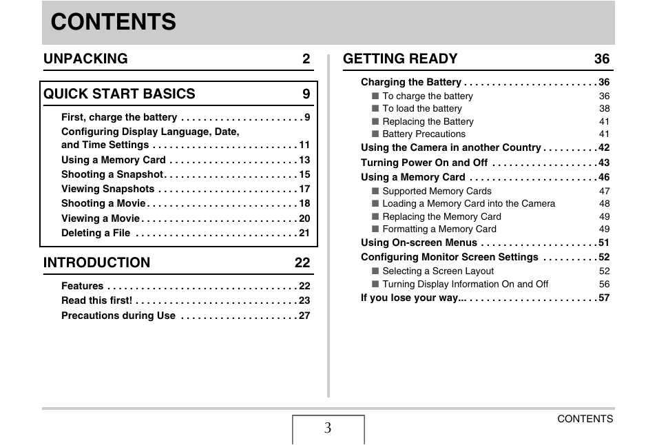 Casio EX-Z1080 User Manual | Page 3 / 267