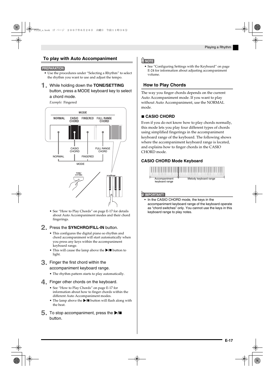 Casio privia PX-120 User Manual | Page 19 / 38