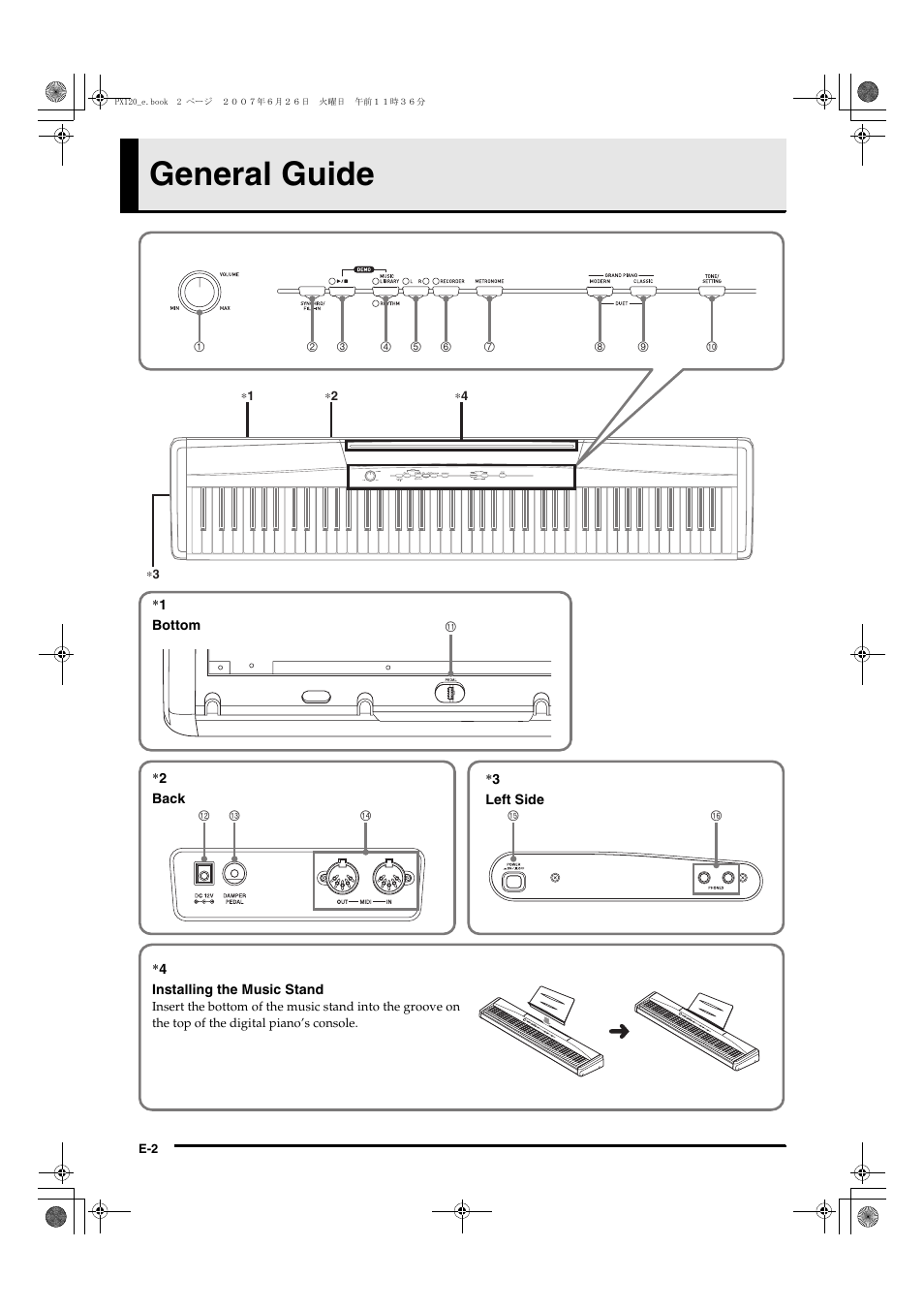 General guide | Casio privia PX-120 User Manual | Page 4 / 38