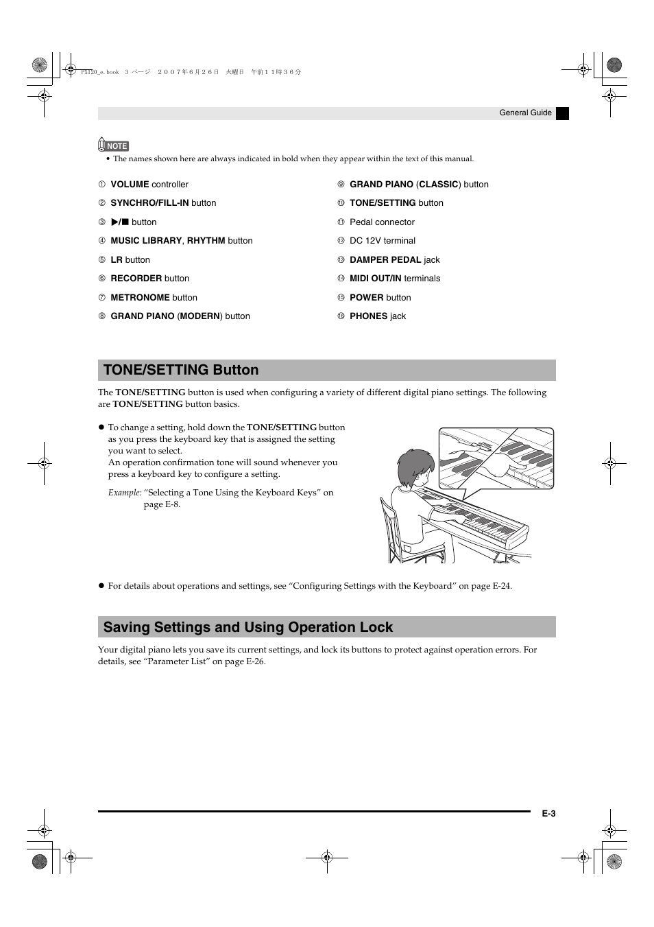 Casio privia PX-120 User Manual | Page 5 / 38