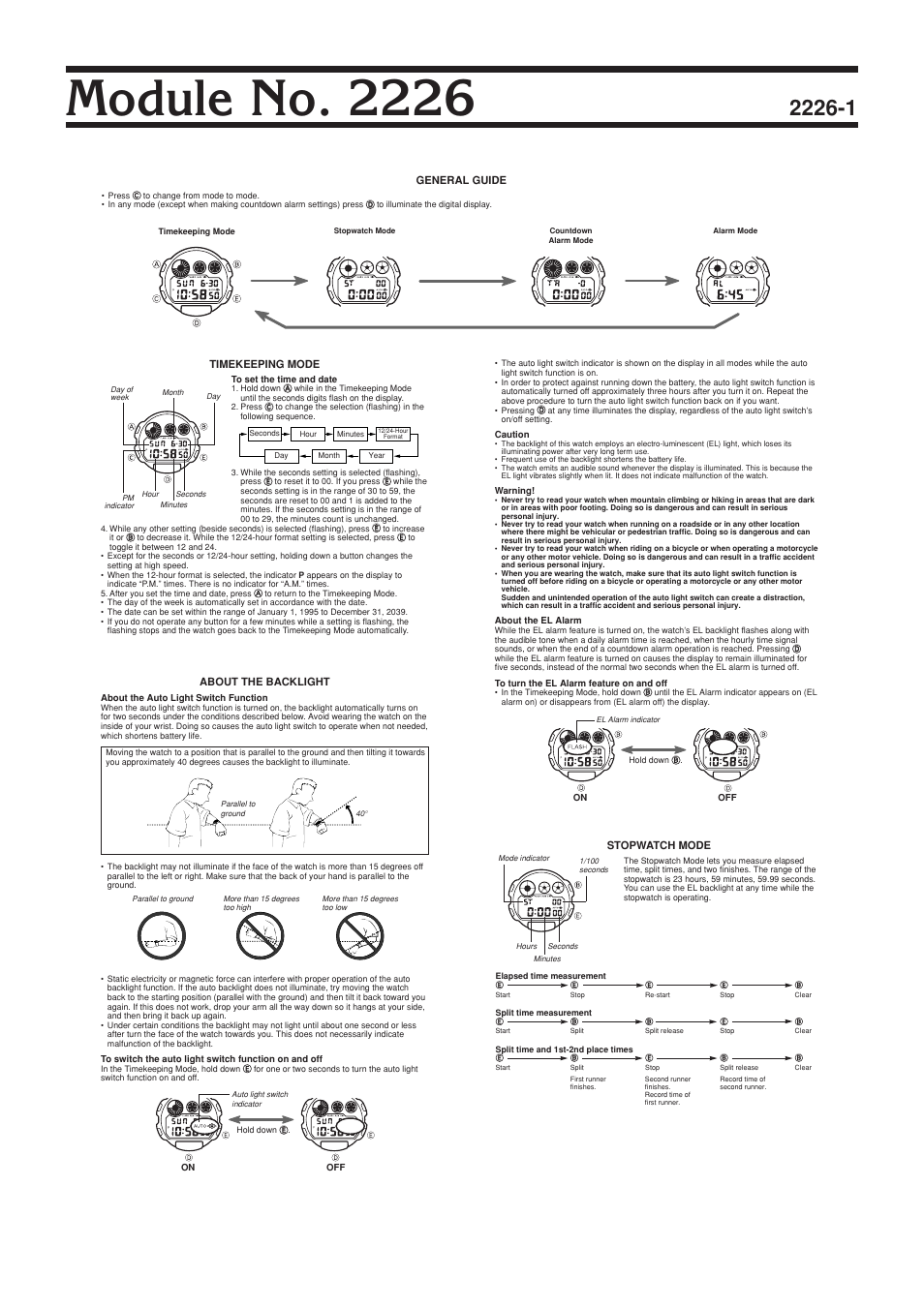 Casio 2226-1 User Manual | 2 pages