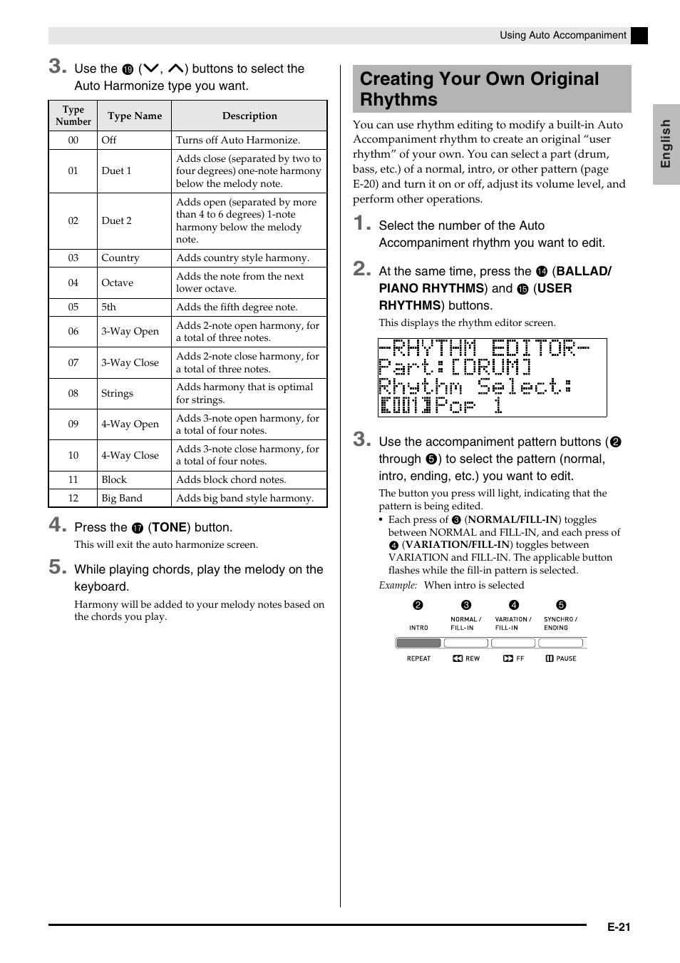 Creating your own original rhythms | Casio PRIVIA PX330ES1A User Manual | Page 23 / 72