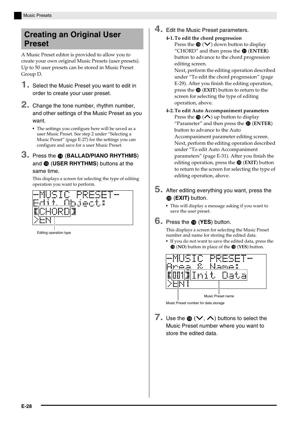 Creating an original user preset | Casio PRIVIA PX330ES1A User Manual | Page 30 / 72
