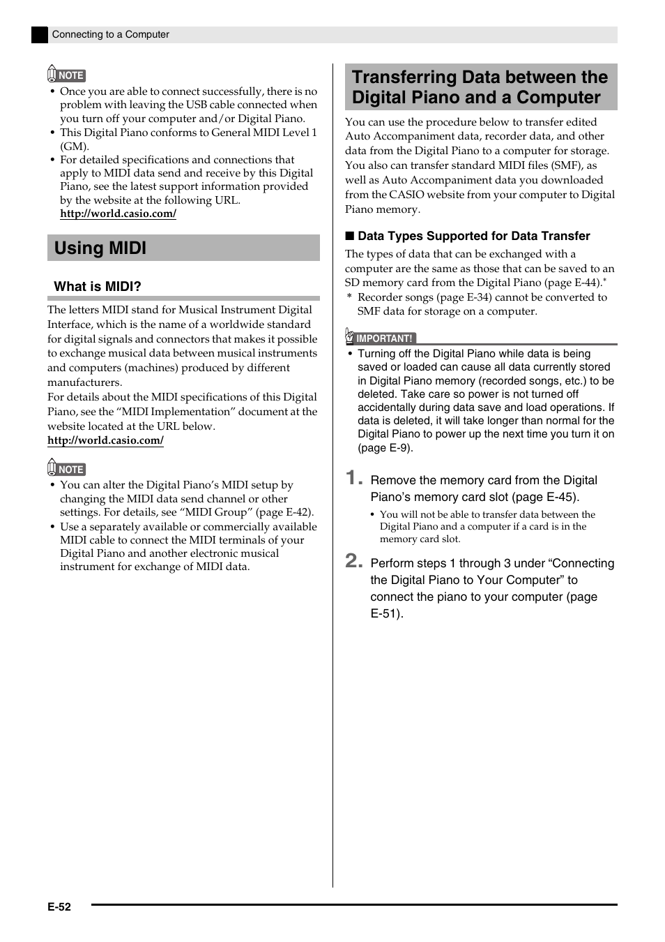 Casio PRIVIA PX330ES1A User Manual | Page 54 / 72