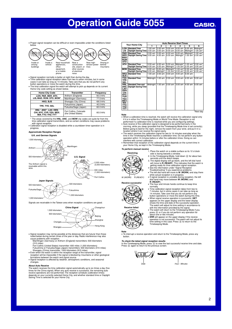 Operation guide 5055 | Casio 5055 User Manual | Page 2 / 7