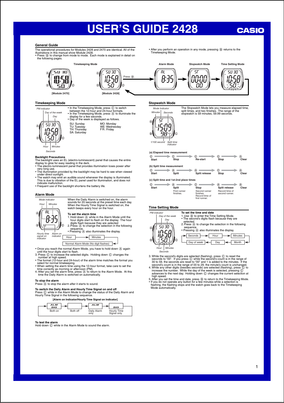 Casio 2428 User Manual | 1 page