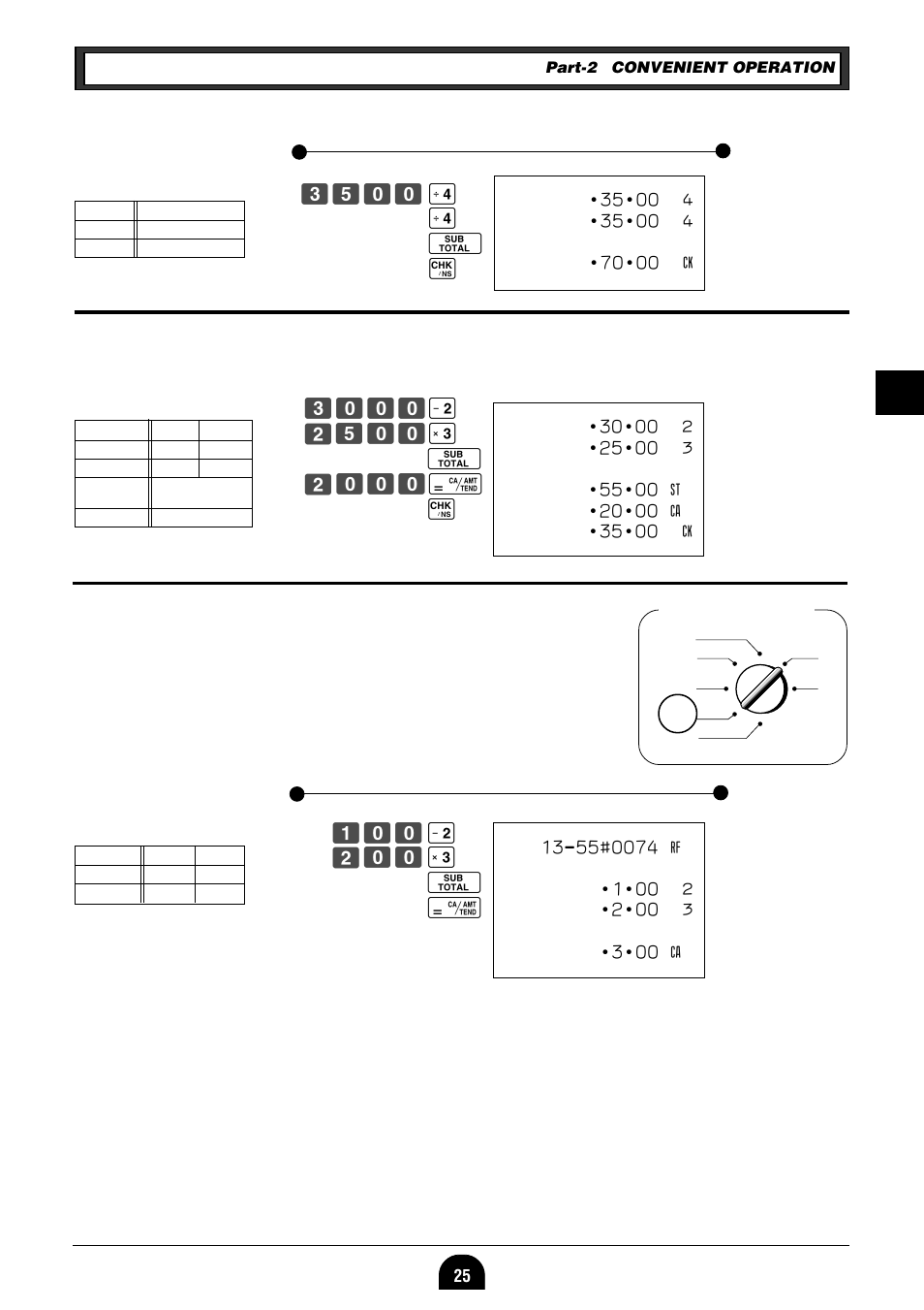 3 check sales, 4 split cash/ check sales, 5 refund | Z?? s x?? d o p | Casio 160CR User Manual | Page 27 / 36