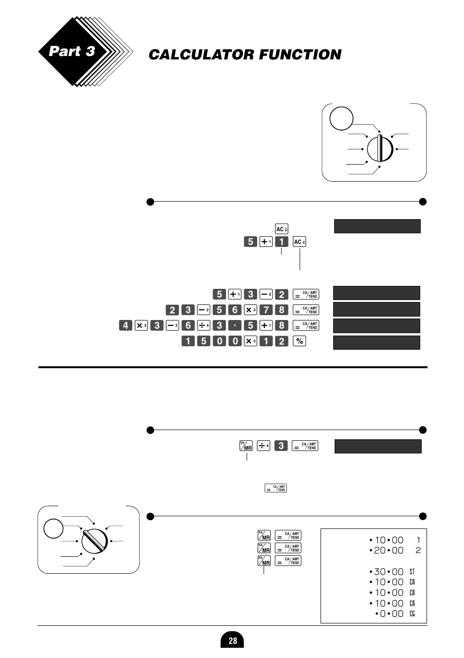 Calculator function part 3, Calculator mode, 1 calculation examples | Casio 160CR User Manual | Page 30 / 36