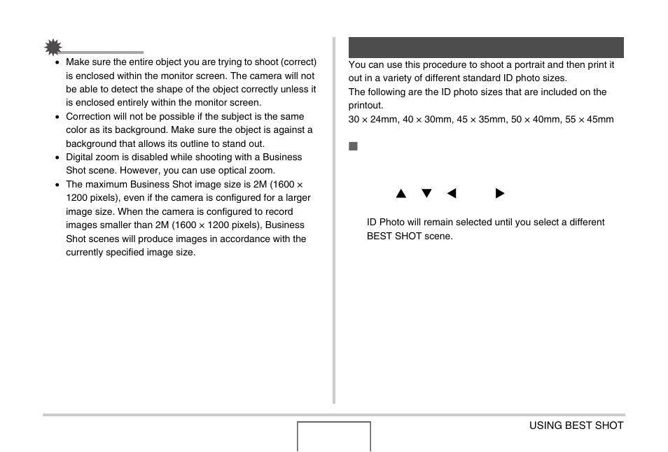 Shooting id photographs | Casio EX-Z1000 User Manual | Page 103 / 266