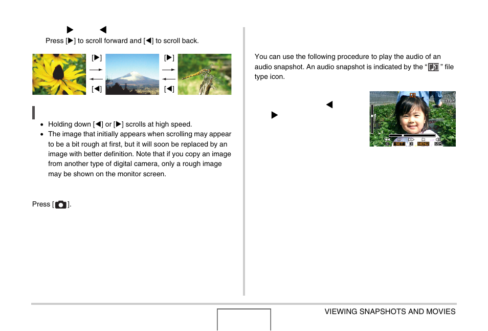 Listening to the audio of an audio snapshot, E 140) | Casio EX-Z1000 User Manual | Page 140 / 266