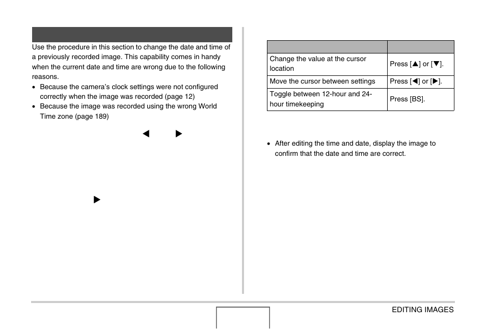 Editing the date and time of an image | Casio EX-Z1000 User Manual | Page 159 / 266