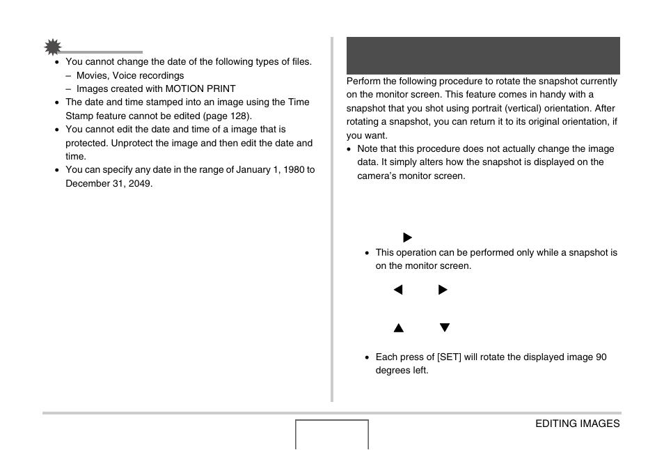 Rotating the displayed image of a snapshot | Casio EX-Z1000 User Manual | Page 160 / 266