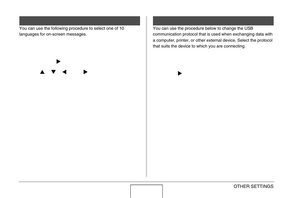 Changing the display language, Changing the usb port protocol | Casio EX-Z1000 User Manual | Page 191 / 266