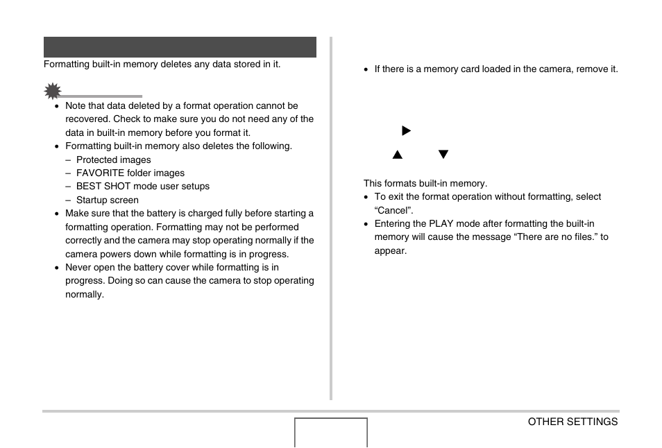 Formatting built-in memory | Casio EX-Z1000 User Manual | Page 194 / 266