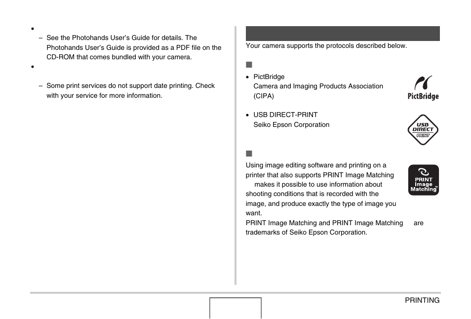 Supported protocols | Casio EX-Z1000 User Manual | Page 204 / 266