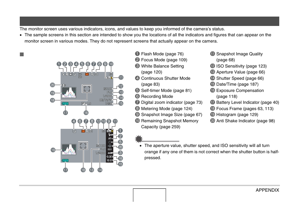 Monitor screen contents | Casio EX-Z1000 User Manual | Page 240 / 266