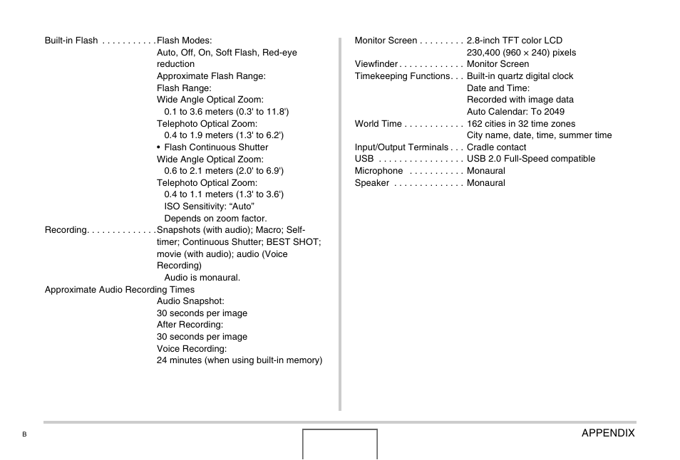 Casio EX-Z1000 User Manual | Page 262 / 266