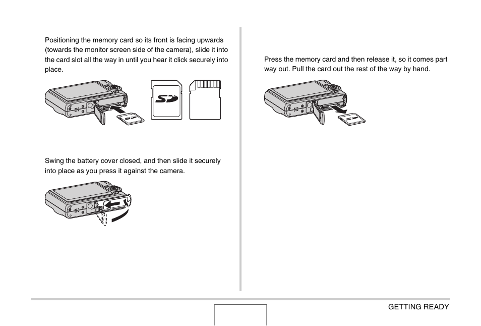 Replacing the memory card | Casio EX-Z1000 User Manual | Page 48 / 266