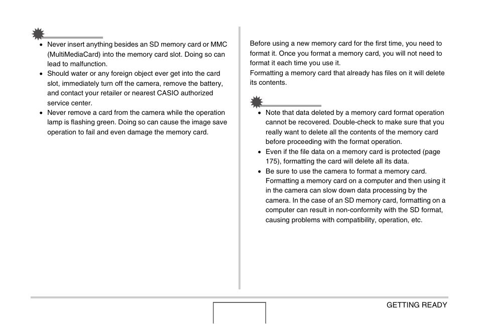 Formatting a memory card | Casio EX-Z1000 User Manual | Page 49 / 266