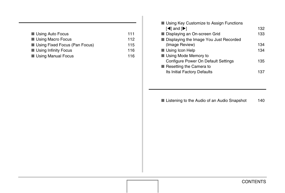 Advanced settings 109, Viewing snapshots and movies139 | Casio EX-Z1000 User Manual | Page 5 / 266