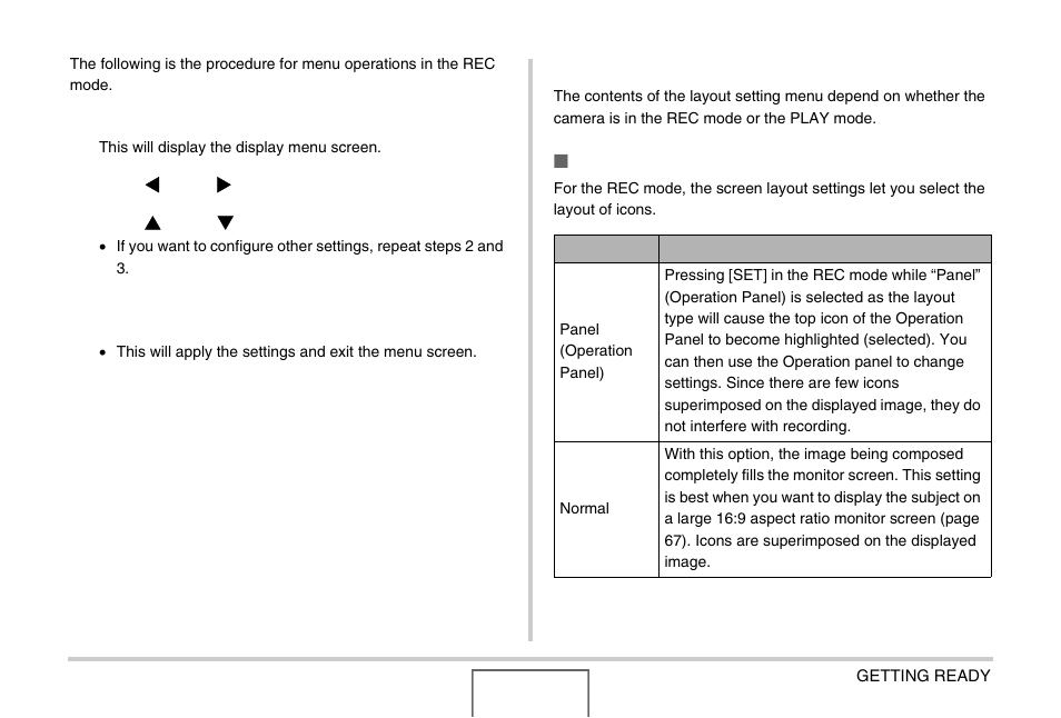 Selecting a screen layout (layout) | Casio EX-Z1000 User Manual | Page 53 / 266