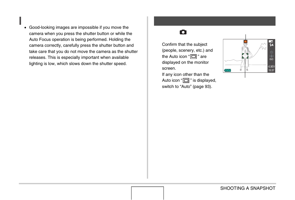 Shooting a snapshot | Casio EX-Z1000 User Manual | Page 63 / 266
