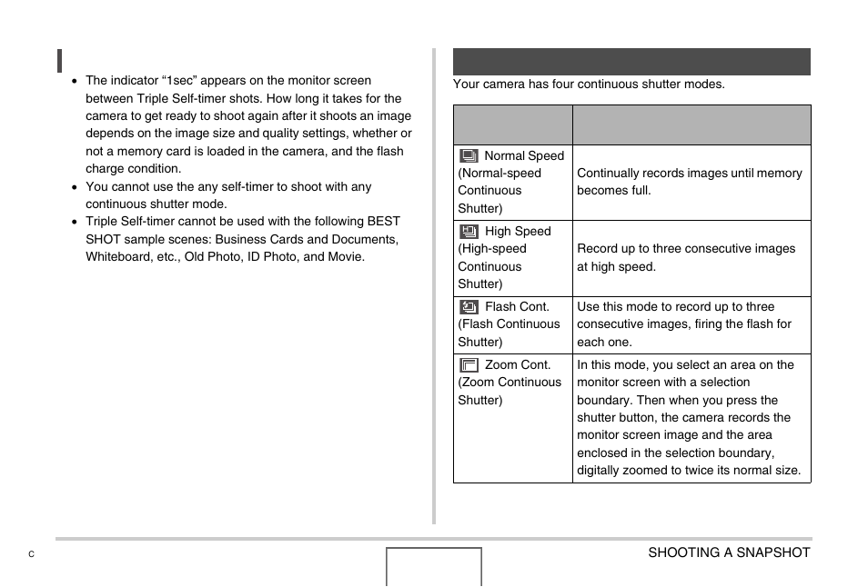 Using continuous shutter | Casio EX-Z1000 User Manual | Page 83 / 266