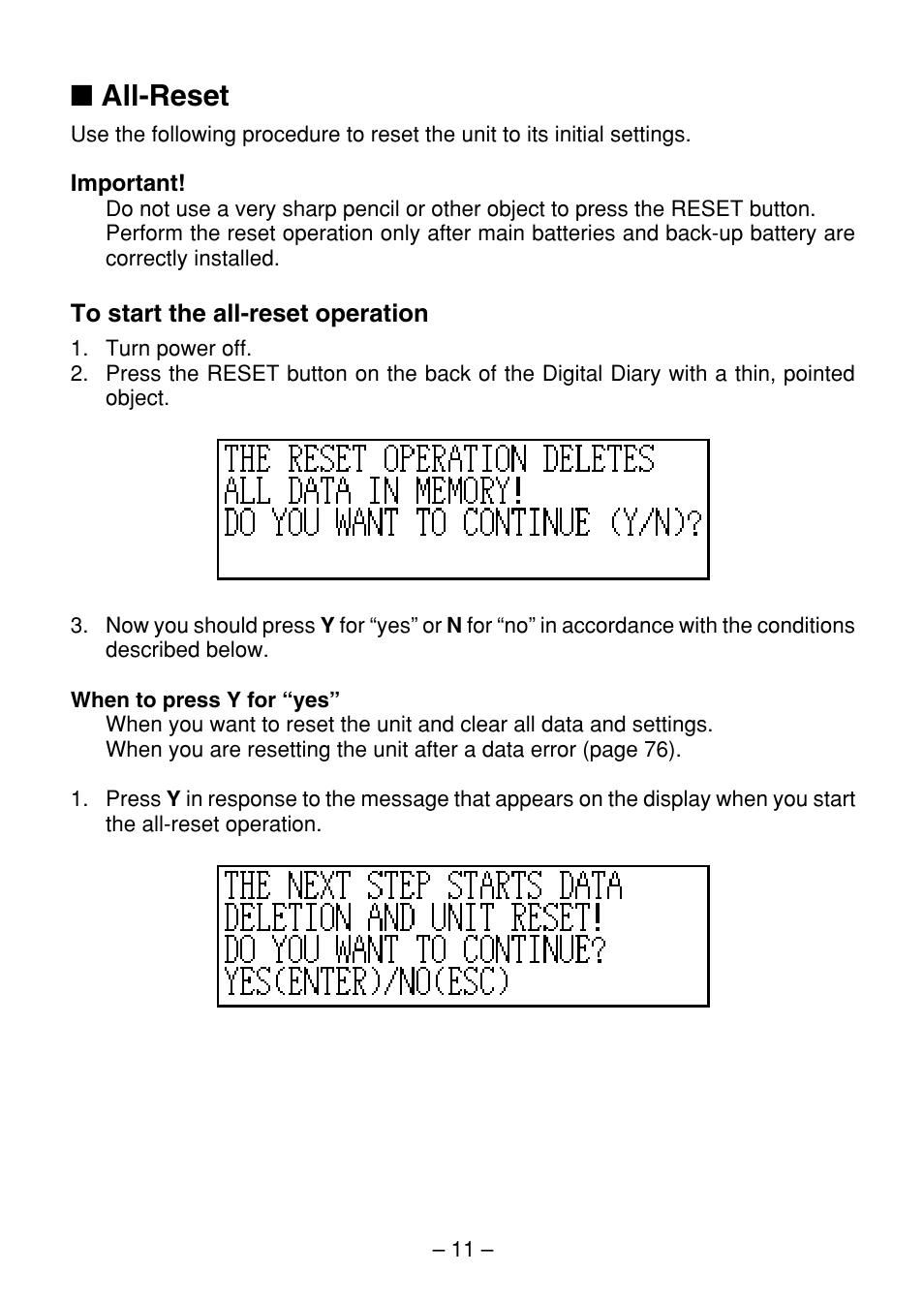 All-reset | Casio SF-7100SY User Manual | Page 13 / 83