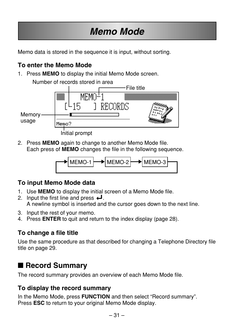 Record summary | Casio SF-7100SY User Manual | Page 33 / 83