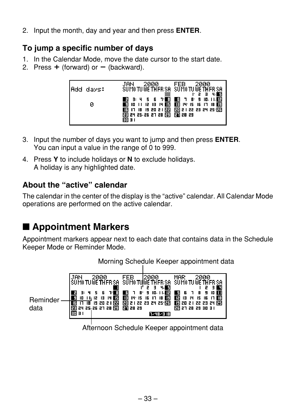 Appointment markers | Casio SF-7100SY User Manual | Page 35 / 83