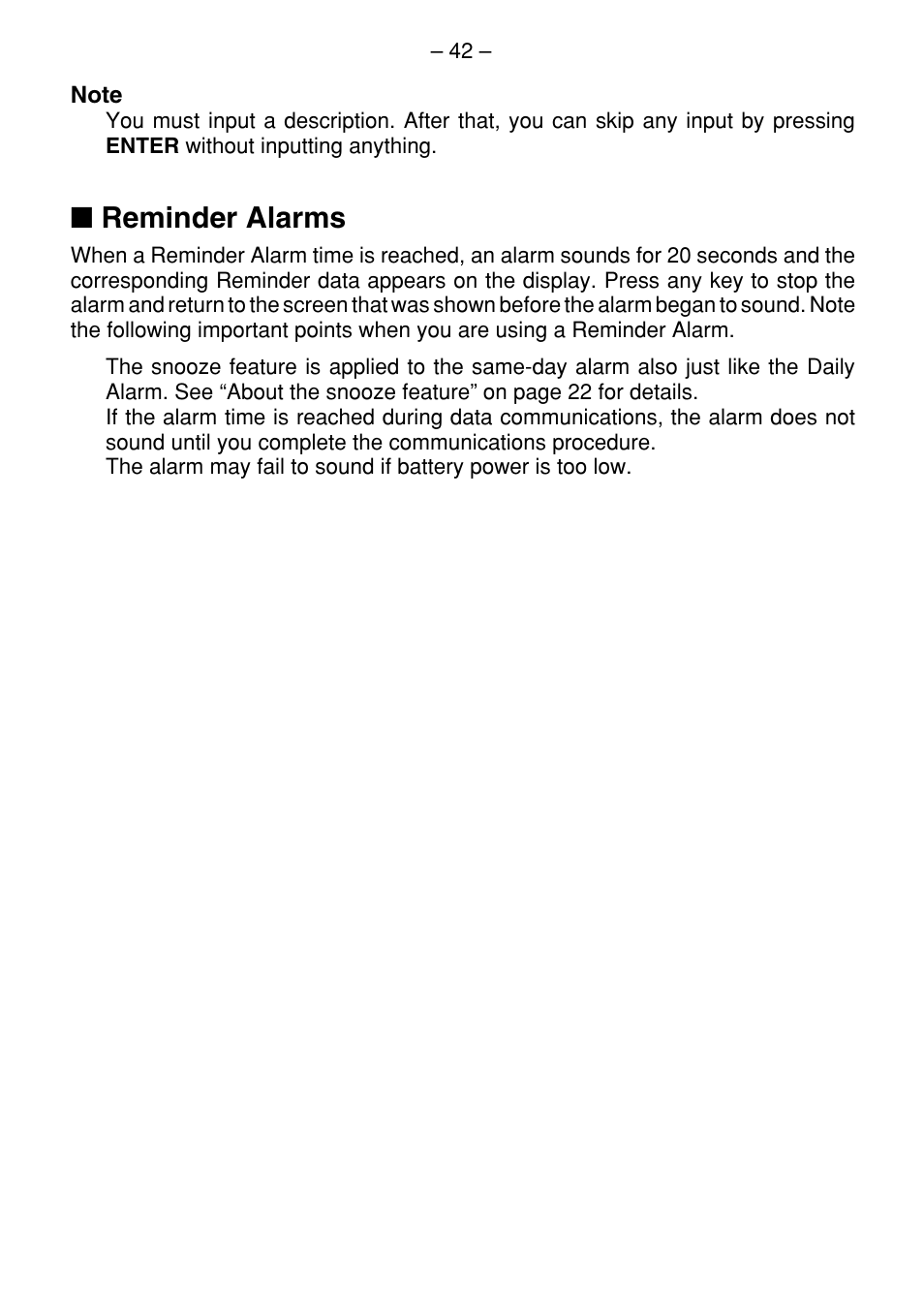 Reminder alarms | Casio SF-7100SY User Manual | Page 44 / 83