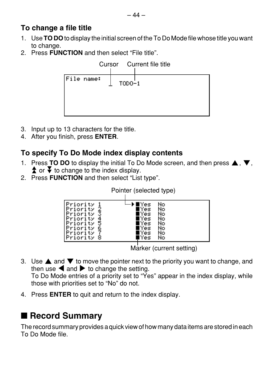 Record summary | Casio SF-7100SY User Manual | Page 46 / 83