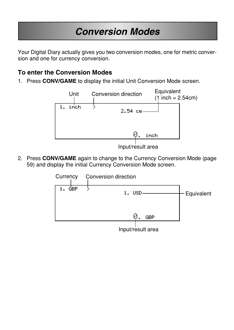 Conversion modes | Casio SF-7100SY User Manual | Page 60 / 83