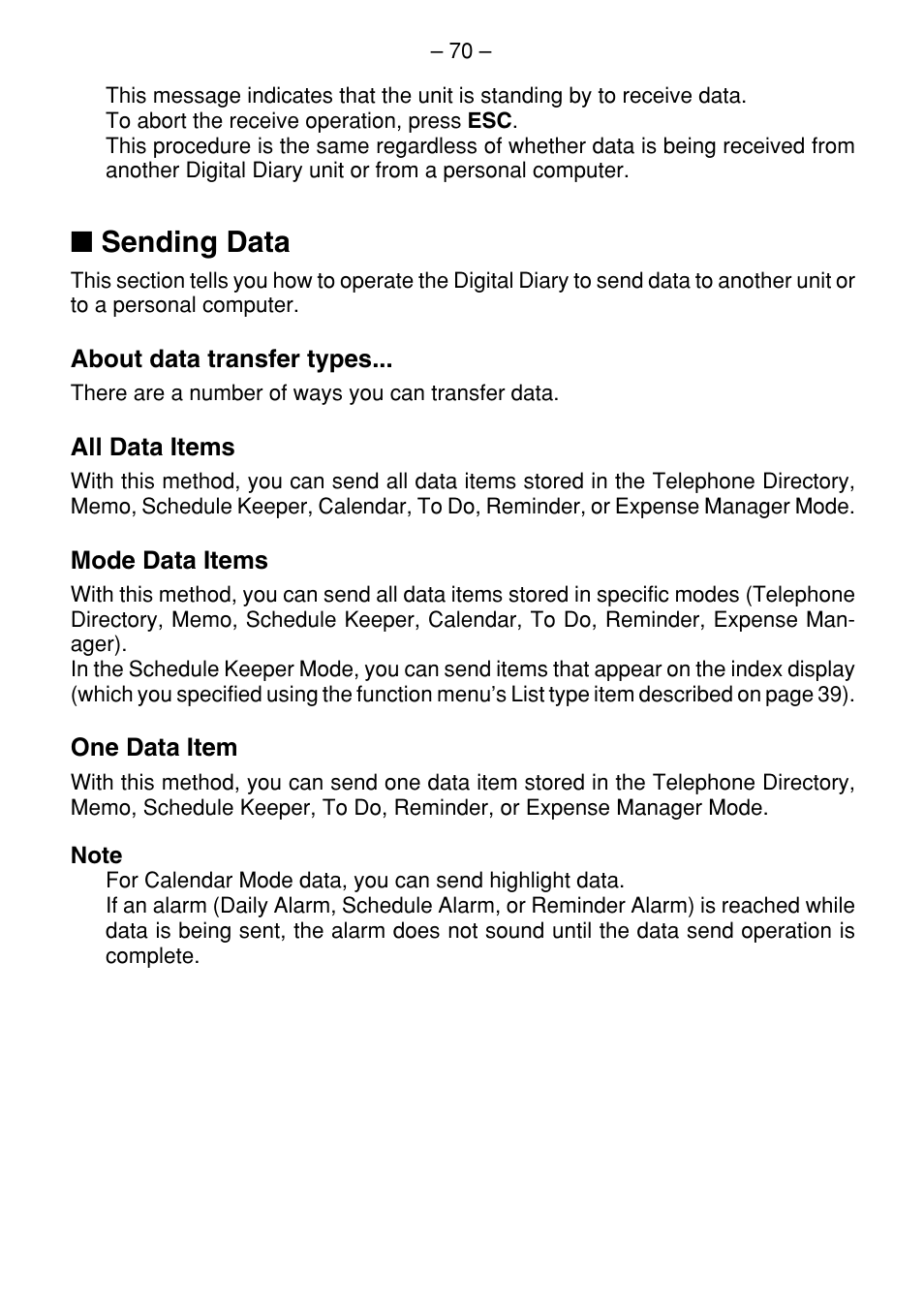 Sending data | Casio SF-7100SY User Manual | Page 72 / 83