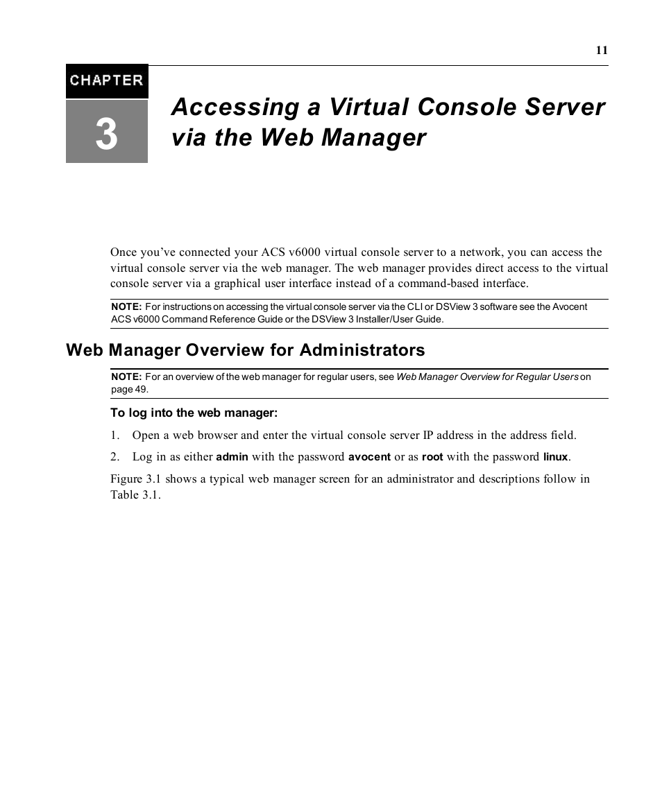 Web manager overview for administrators | Avocent ACS V6000 User Manual | Page 16 / 58