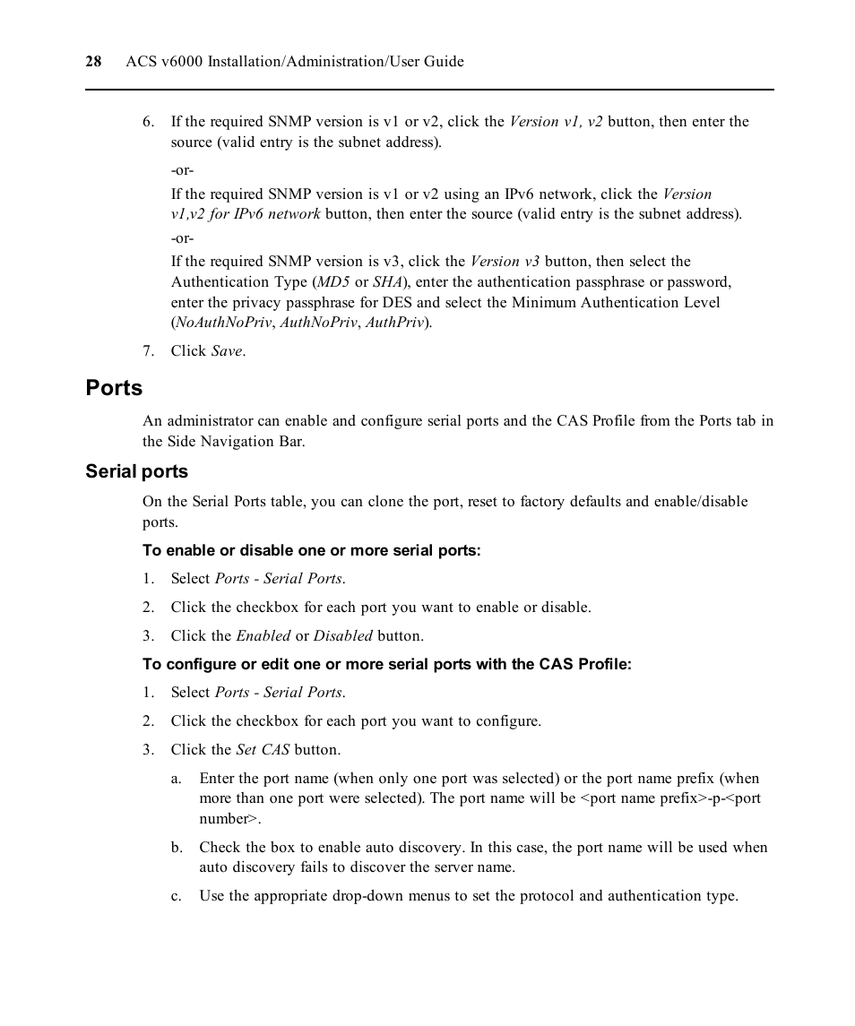 Ports, Serial ports | Avocent ACS V6000 User Manual | Page 33 / 58
